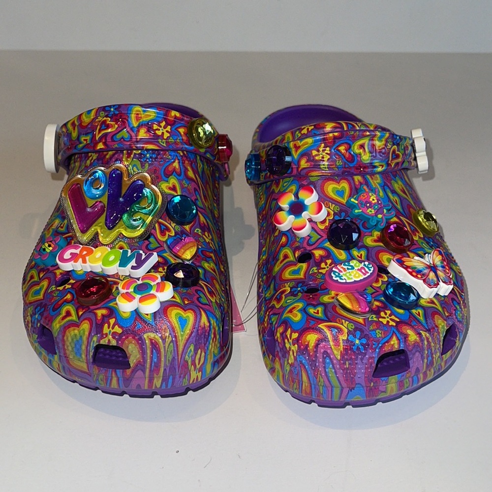 NWT CROCS Limited Edition Lisa Frank Multicolor Classic Clogs With Jibbitz - Picture 6 of 7